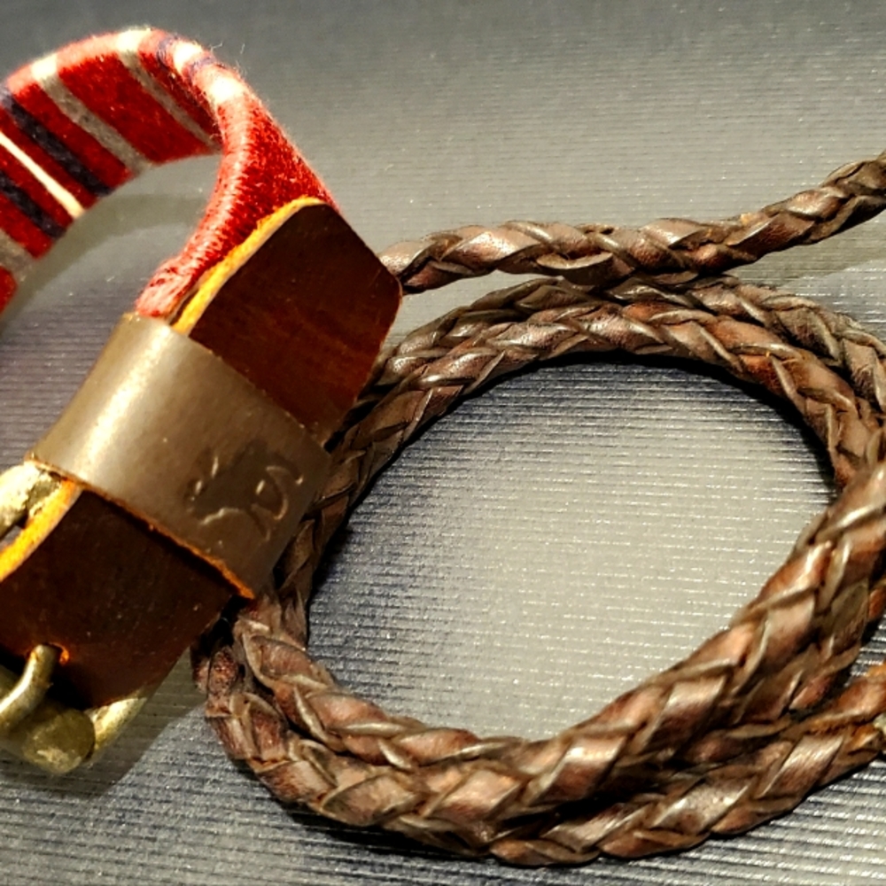 2pc AF BRAIDED LEATHER NECKLACE & BRACELET NWOT
